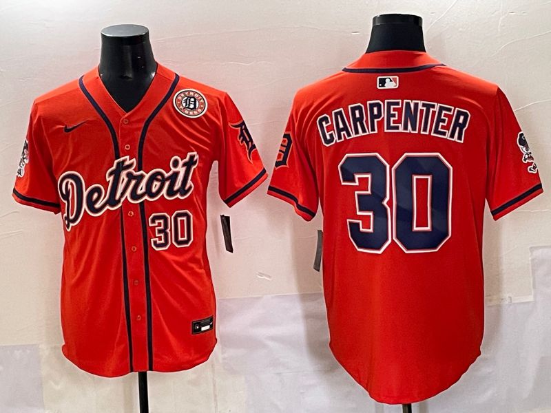 Men 2025 Detroit Tigers 30 Carpenter Orange Fashion Nike MLB Jersey style 7155